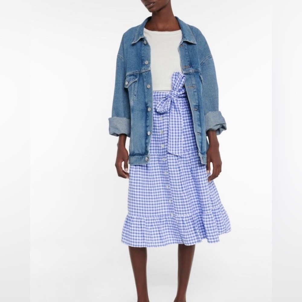 NEW Polo Ralph‎ Lauren | Gingham Check Blue White Midi Skirt Sz 16